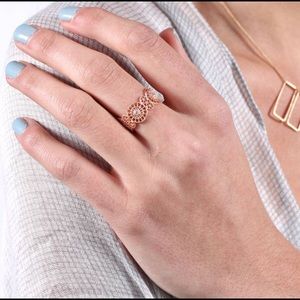 Gold Circle Crystal Ring (Adjustable)